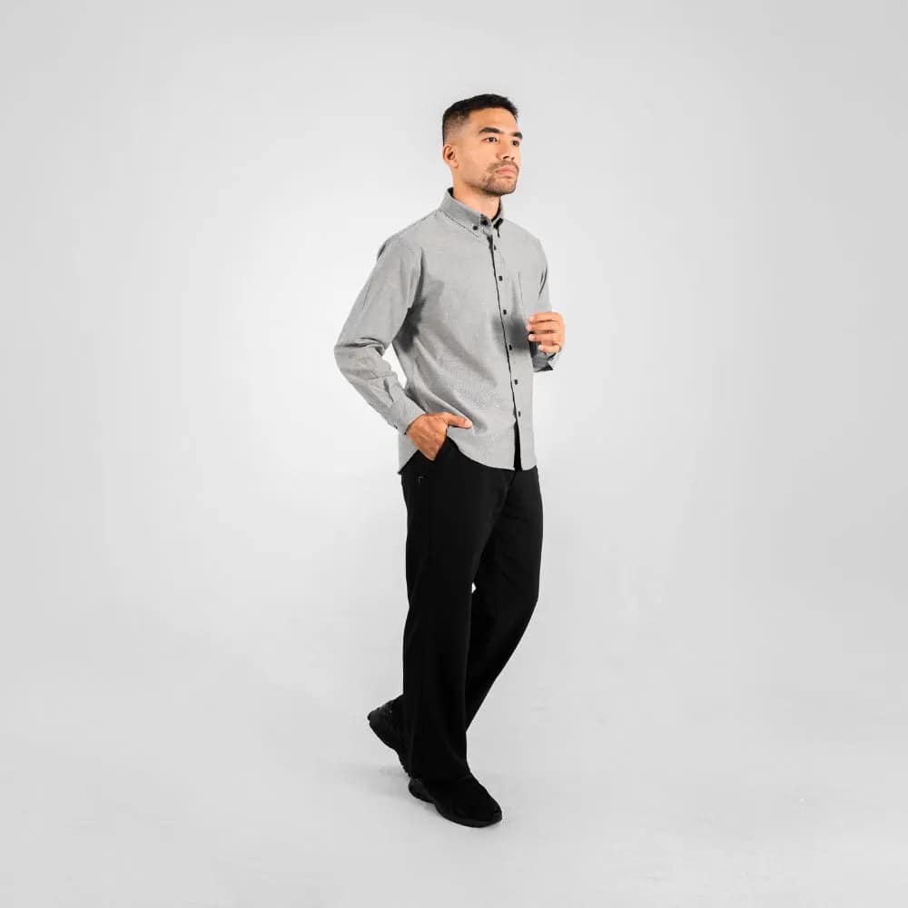Vincent – Oxford Light Gray Long Sleeve Shirt - Image 3