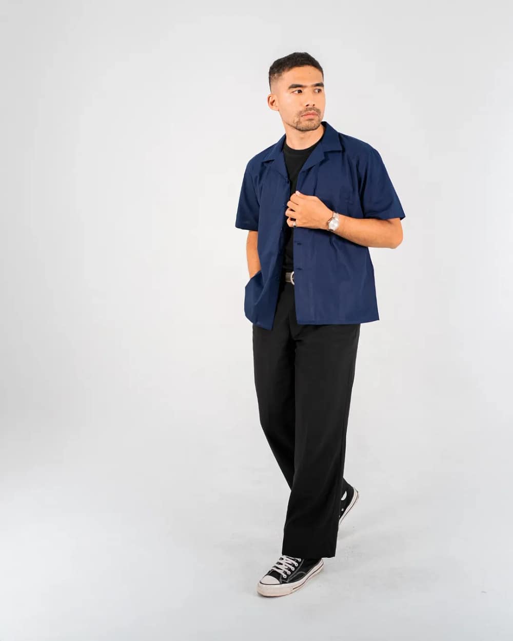 Murphy – Poplin Navy Short Sleeve Shirt