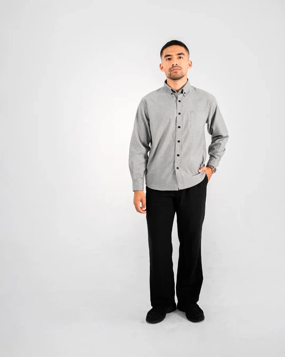 Vincent – Oxford Light Gray Long Sleeve Shirt