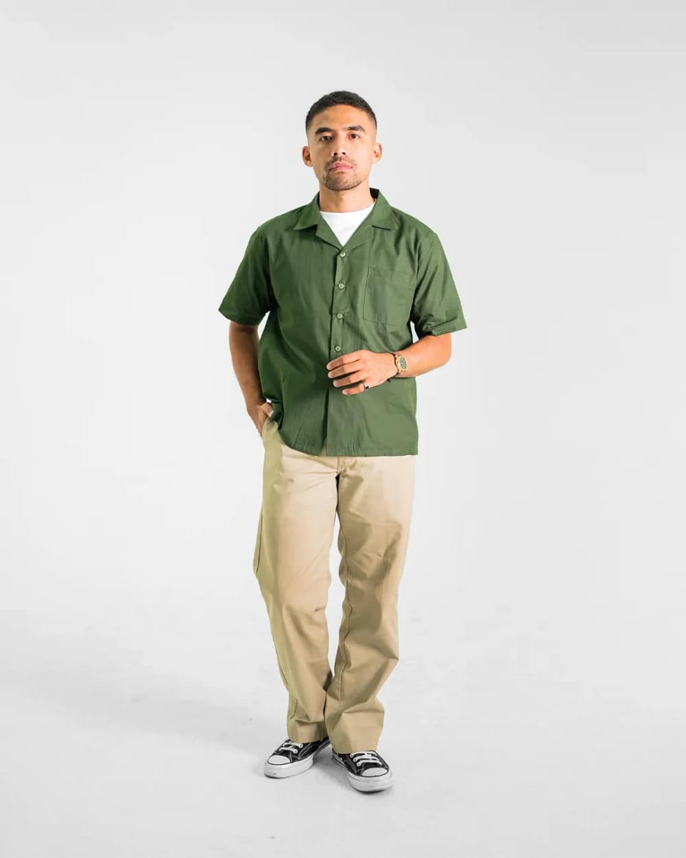 Soldier – Poplin Army Green Short Sleeve Shirt