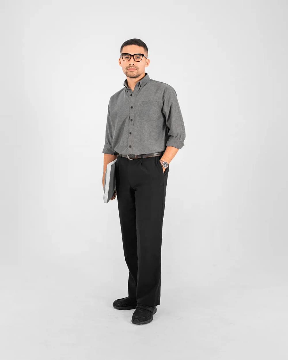 Will - Oxford Dark Gray Long Sleeve Shirt