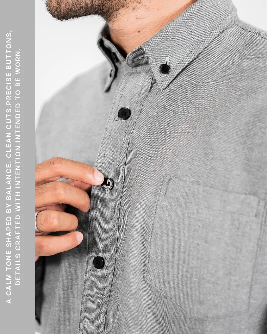 Vincent – Oxford Light Gray Long Sleeve Shirt - Image 7